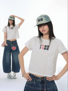 JNXS | Classic Polka Dot Printed Short Sleeve T-Shirt