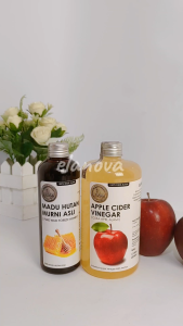 ELANOVA PAKET PROMO CUKA APEL ORIGINAL ORGANIK 500ML DAN MADU HUTAN 250ML / APPLE CIDER VINEGAR WITH MOTHER/ CUKA SARI APEL