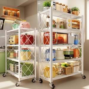 BMZAR Kệ Gấp Gọn Đa Năng 3/4/5 tầng kệ sắt đa năng sơn tĩnh điện Thép Cacbon Kệ sắt gấp gọn có bánh xe Thép dày