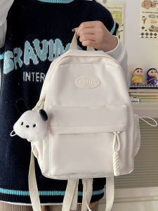 Mini Japanese Style Ins Bag for Female Students Casual Nylon Cloth Double Shoulder Backpack with Zipper Closure and Interior Pocket