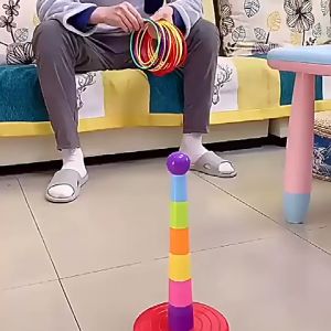 [Happy Shopping Time]✅Ready Stock✅Throw Circle Toy Throwing Ring Game Children Creative Educational Toys for Kids Indoor Gifts Plastic Circle Ferrule Stacked Layers Throwing Outdoor Fun Hoop Ring Toss Game Parent-child Interaction Kids Sport Toys