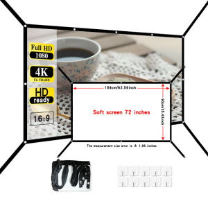 16: 9 portable foldable white soft screen 60-150 inch high-definition wall mounted extended projection screen