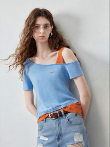 Toyouth | Quần Áo Knitwear Ôm Body Mô Phỏng 2 Mảnh Vai Trụ Màu Khối Mới Hè