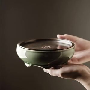 Khay Trà Gốm Sứ Longquan Celadon Có Đế Đỡ Khô Ướt Riêng Biệt Bằng Đồng Bộ Dụng Cụ Pha Trà Gongfu
