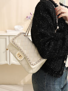 Womens Underarm Bag 2025 New Style Small Fragrance Style Luxury Rhombus Pattern Handbag Perfect Qixi Festival Gift