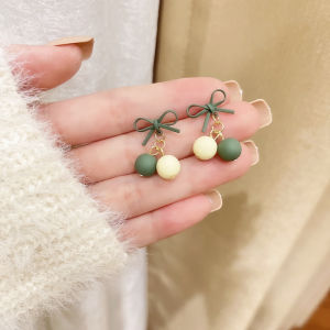 Unique Butterfly Knot Color Block Small Earrings for Girls Fashionable Versatile Alloy Ear Jewelry Korean Style Fresh out