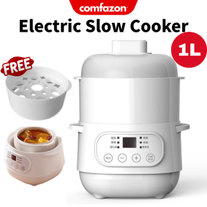 1L Electric Slow Cooker Multifunctional Electric Stew Pot Stew Auxiliary Food Pot Ceramic Liner Electric Cooker Soup Porridge Baby Food
