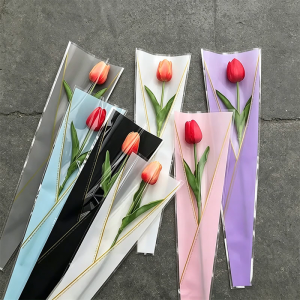 50pcs Clear Cellophane Single Rose Sleeve Bags for Bouquet Wrapping Transparent Cellophane Flower