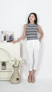 QUEENTIN Tanktop Wanita Rajut 312-1 Cotton Wool Slub Knit Tanpa Lengan