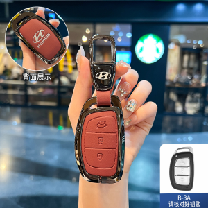 Zinc Alloy หนังวัวแท้สมาร์ทรถยนต์ที่ห้อยกุญแจโซ่สำหรับ Hyundai Elantra Avante ชุดกล้องถอยหลังติดรถ Hyundai/kia Grand I10 I20 I30 Ioniq 5 6สถานที่จัดงาน Kona เปลือกรีโมทที่ใส่ปุ่มป้องกันกระเป๋าพวงกุญแจ