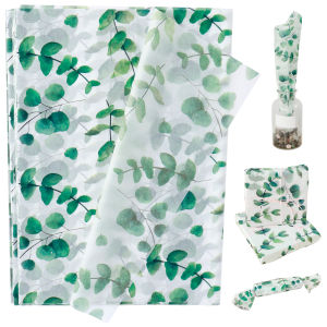 100Pcs Green Leaves Tissue Paper 20x14in Botanical Printed Leaf Wrapping Paper for Wrapping Gifts Birthday Festival Craft Papers
