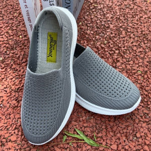 Giày Thường Ngày Đế Bằng Thoáng Khí Dệt Máy Cỡ Lớn Cho Nam Và Nữ Giày Đơn Một Bước Thoải Mái Thoáng Khí Mùa Hè
