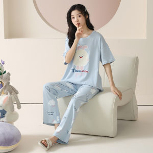 TUCANO | Cotton Thin Large Size Short Sleeve and Long Pants Wearable Out Home Clothing Set for Summer