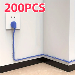 200/10pcs Clear Plastic Cable Clips Transparent Wire Organizers for Wall & Desk Cable Management Adhesive Cord Holders