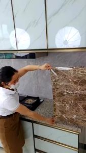 Walpaper Dinding Motif Marmer Sandalwood Premium Tahan Panas Dan Anti Air