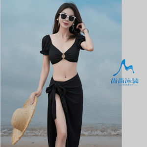 ชุดบิกินี ชุดสามชิ้น ผู้หญิง ชุดว่ายน้ำ เกาหลี เซ็กซี่ วันหยุดสุดฮอต ฤดูใบไม้ผลิ ชุดชายหาดแยกสไตล์พร้อมแผ่นรองหน้าอกไม่มีห่วงเหล็ก