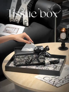 Leather toilet box Forest design Suitable for coffee table paper box remote control