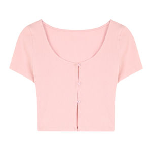 Sweet And Spicy Knitted Cardigan Womens Summer Sleepwear Two-Piece Set Short Sleeve round Neck Cotton Blend Inner Tank Top