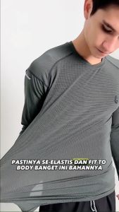 Kaos Lengan Panjang Olahraga Polos Baju Sport Quick Dry Fit Long Sleeve Pakaian Gym Fitness Running Jogging Training Lari