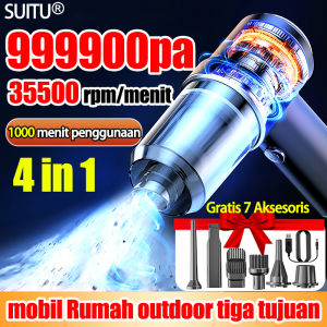 4 in 1 Multifungsi SUITU WIRELESS CAR VACUUM CLEANER 999900pa 35500rpm/menit Penyedot Debu Hisap/Tiup/Pompa/Mengembang Genggam portabel senyap Cocok untuk perlengkapan interior otomotif kamar tidur selimut tempat tidur rambut Vacuum Cleaner Mobil