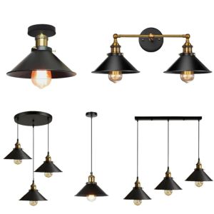 Industrial Pendant Light Vintage Loft Chandelier with E27 Base Retro Edison Bulb Hanging Lamp for Living Room Cafe
