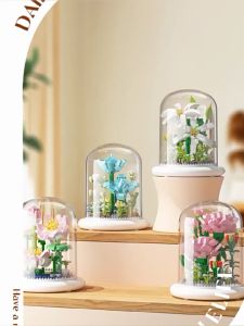 Domibro Mainan Balok Bricks Bunga (menerangi) DIY Anyelir Bunga Buket Nano Block Kreatif Untuk Flower Mainan