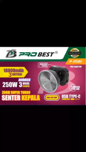 Senter Kepala ZOOM LED 250W PROBEST P-250Z 18.000mAh Super Terang Cahaya Putih Anti Air Lensa Bisa Di ZOOM IN-OUT Tahan Hingga 50 Jam Pemakaian | Senter Premium PROBEST/Senter Kepala Sangat Terang/Headlamp USB Rechargeable/Senter Berkemah | Gallery Audio