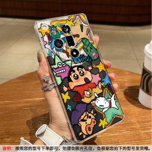 Cartoon Graffiti Crayon Shinchan Phone Case Transparent Silicone Full Cover Protection for OPPO Find X Series Cute Doodle Design