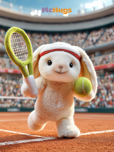 Mchugs gấu bông Bunny Tennis với vợt và headband người chơi quần vợt món quà sinh nhật Quà Tặng trẻ em và bạn bè