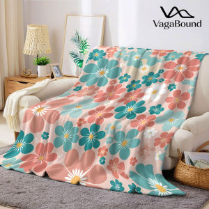 retro floral teal pink Flannel Blanket Warm Soft Halloween Christmas Decorative Couch Warm Cozy All-Season Gift