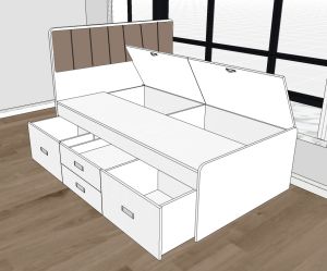 Window bay storage bed frame customize singapore queen size bed frame customize