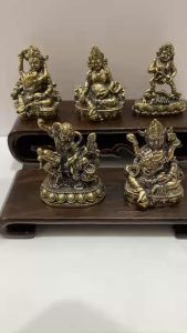 BỘ 5 TƯỢNG NGŨ BỘ THẦN TÀI TÂY TẠNG BẰNG ĐỒNG NHỎ CAO 5cm  HOÀNG  HẮC  BẠCH  HỒNG  LỤC THẦN TÀI