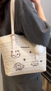 Tas Bahu Wanita Fashion Import Tote Bag Wanita Motif Free Gantungan - 826