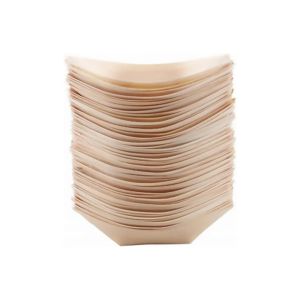 50Pcs Disposable Wooden Boat-shaped Sushi Plate Salad Dessert Bowl Pine Wood Bowl Plate Tray for Home Party Wedding Supplies