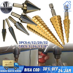 MATA BOR 3 PCS STEP DRILL DRIL MATA BOR PAGODA BESI KERUCUT CONE DRILL HOLE SAW MULTI TERMURAH