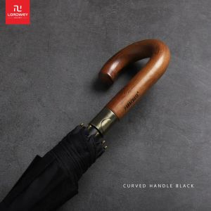 (IN STOCK)LORDWEY & PARACHASE Japanese Straight Rod Long Handle Umbrella Solid Wood Curved Handle 16 Bone 122cm Wind Resistant Umbrella Mens Double Business Automatic Umbrella Mens Business Golf Straight Rod Umbrella