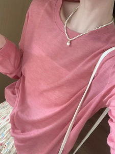 chaqi | Pure Color Basic Ice Silk Sun Protection Clothing Women Summer Korean Version Round Neck Loose Slimming Thin T-Shirt Top