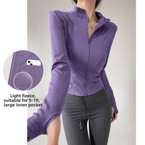 YANSE | Fleece Thickened Athletic Jacket Womens Skiing Standing Collar Long Sleeve Running Training Yoga Outerwear