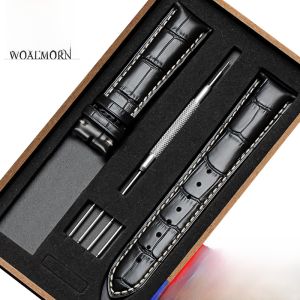 Woalmorn | Mens Genuine Leather Watch Band No Buckle Style Suitable For Armani Tissot Longines Casio Seiko CK Wristband Accessory