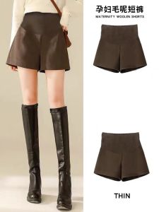 Maternity Wide Leg Pants Autumn Winter Outerwear Trendy Mom Loose Slimming Woolen Maternity Shorts Base Layer Boot Pants Spring Summer
