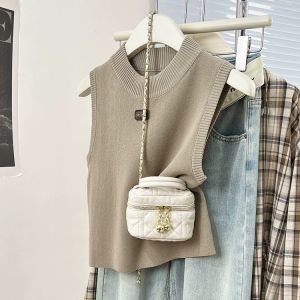 Áo Vest Lụa Băng Cổ Tròn Không Tay Cho Nữ Mùa Hè Mới Nhỏ Gọn Áo Khoác Ngoài Không Tay Áo Thun Không Tay Áo Vest Lụa Băng