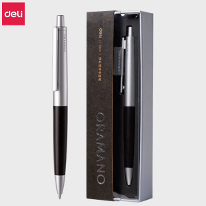 Deli Metal Press Signature Pen High-End Business Men Walnut Pen Grip 1.0mm Gel Pen Office Ball Pen