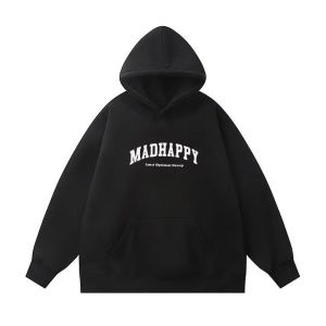 MADHAPPY Hoodie Jacket Retro Trendy Womans Top Sweatshirt Brand Loose Lettering