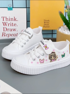 LJMOFA Kids Sneaker Fashionable Casual Printed Pattern Canvas Shoes for Kids 4-13 Yrs