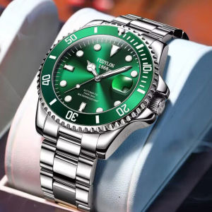 Fedylon Mens Luminous Waterproof Quartz Watch Stainless Steel Band Hollow out Automatic Student Wristwatch Business round Dial