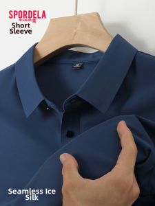 Spordela | Breathable Quick-dry Short Sleeve Polo Shirt for Men Lightweight Ice Silk Summer T-shirt Active Dry Shirt for Men