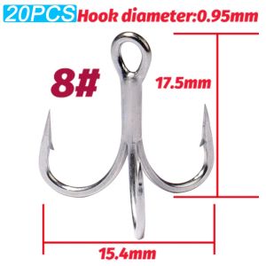 GOBAIT 20PCS Treble Hooks 2#-10# Fishhook Barbed Sharp High Carbon Steel Angle Nickel Antirust Tool Pesca Tackle Fishing Hook