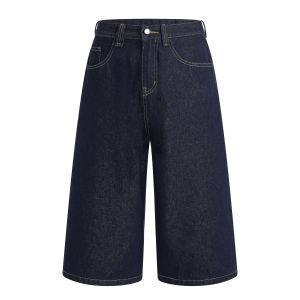 Quần Short Denim Xanh American Retro Cleanfit Rộng Rãi Cho Nam Và Nữ Mùa Hè Quần Short Ống Đứng Đa Năng Thời Trang