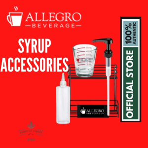 Allegro Barista & Bartending Accessories Collection 10ml Syrup Pump Organizer Rack & Calibrated Glass Jigger