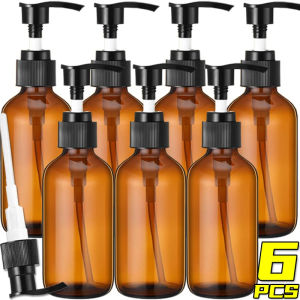 6PCS Portable Empty Dispenser Bottles Soap Shampoo Refillable Containers with Press Pump Bathroom Travel Liquid Storage Bottle